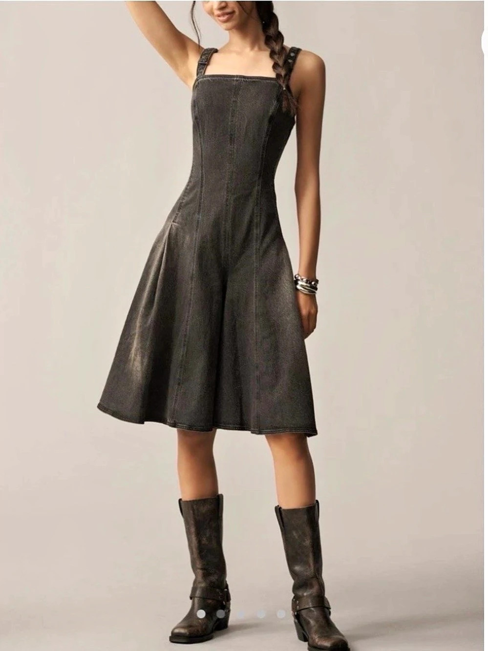 Pilcro by Anthropologie Buttondown Denim Jumpsuit Gray XXS